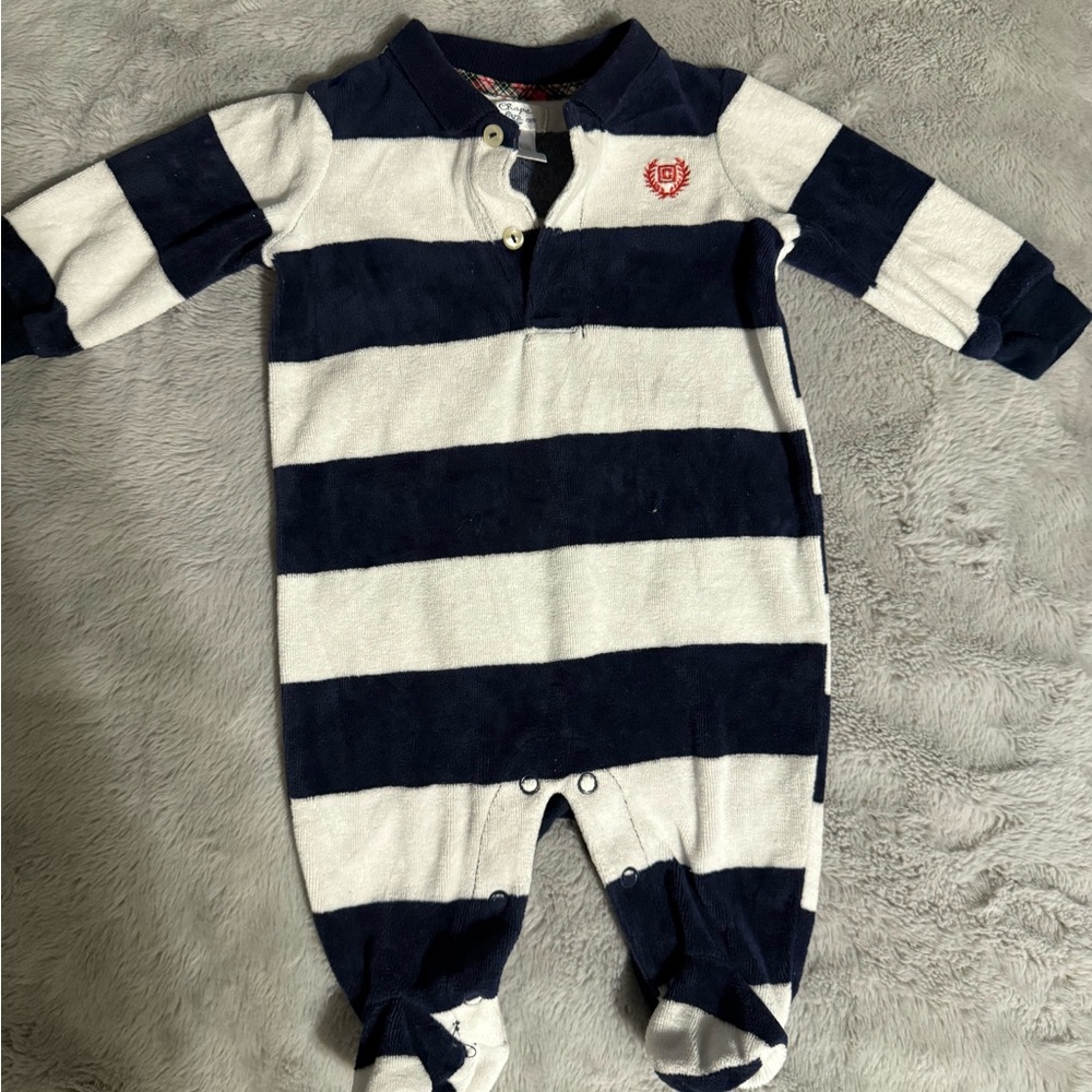 Gymboree Blue and White Striped Footies